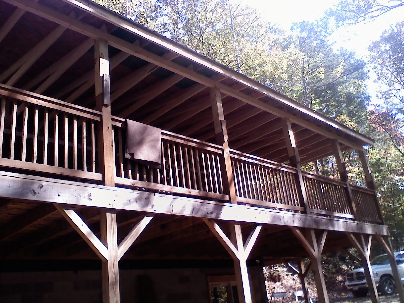 Timber framing under a new elevated porch and deck — Roof Leak Repair in Toughkenamon by Roofing Brothers